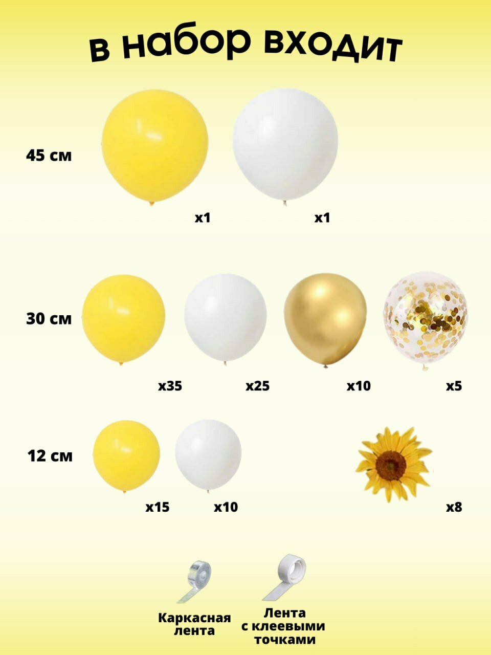 Набор воздушных шаров Small Hippo арка желтая — фото 1