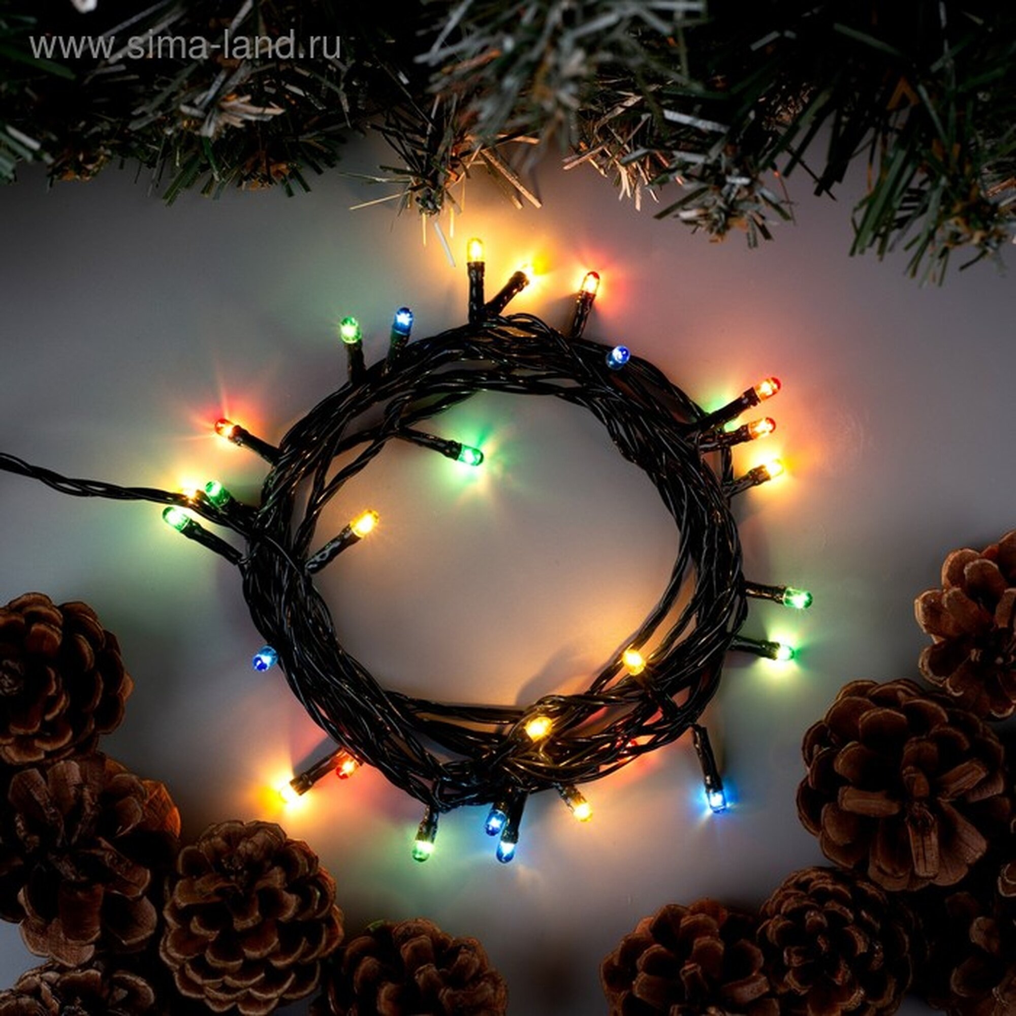 Гирлянда «Нить» 3 м IP20 тёмная нить 30 ламп 8 режимов 220 В свечение мульти