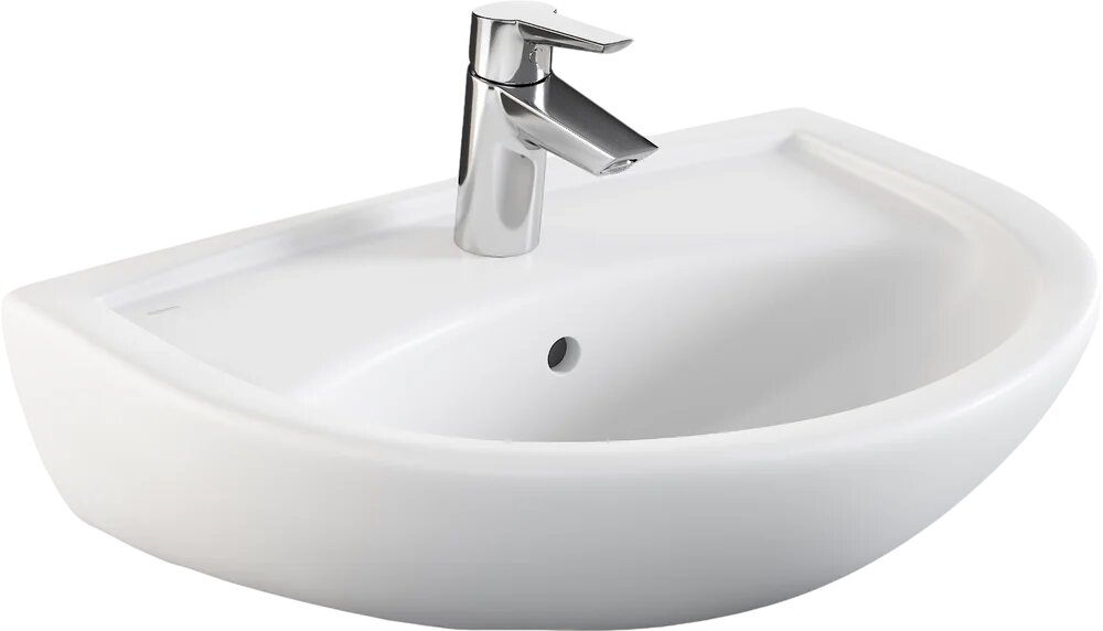 Раковина подвесная Norm Fit 6894B099-1776 56 подвесная 55 5 см фарфоровая раковина для ванной белая полукруглая со сливом-переливом
