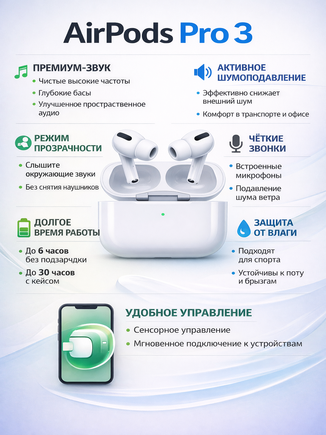 Беспроводные наушники APods Pro 3