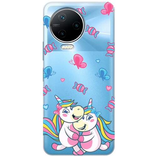 Силиконовый чехол с принтом Unicorns and Candies для Infinix Note 12 Pro / Инфиникс Нот 12 Про силиконовый чехол на infinix note 12 pro инфиникс нот 12 про с 3d принтом floral unicorn прозрачный