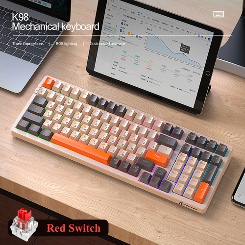 Клавиатура механическая Attack Shark K98 беспроводная Bluetooth+2.4G+проводная для компьютера ноутбука телефона игровая русская/английская keyboard