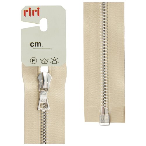 фото Молния металл, ni, разъёмная 1 замок, на атласной тесьме, 6 мм, 70 см, цвет 2230, бежевый riri