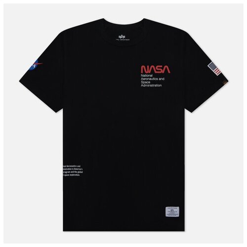 Мужская футболка Alpha Industries NASA Worm Logo чёрный, Размер S