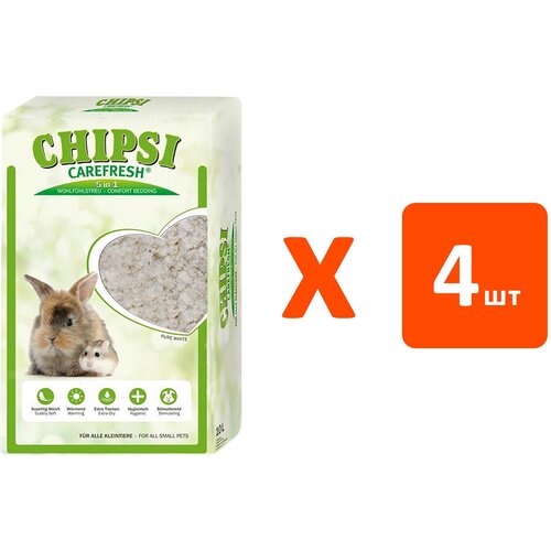 Chipsi CareFresh Pure White наполнитель-подстилка натуральный на бумажной основе для мелких домашних животных и птиц белый (10 л х 4 шт) chipsi carefresh confetti наполнитель подстилка разноцветный бумажный для мелких домашних животных и птиц 5 л