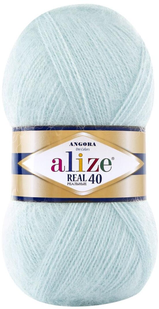Пряжа Alize Angora Real 40 (Ангора Реал 40) - 5 мотков цвет 522 мята 40% шерсть, 60% акрил 100г 480м