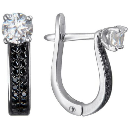 Серьги из белого золота 585 пробы с фианитами 01С225356-1. Размер б/р