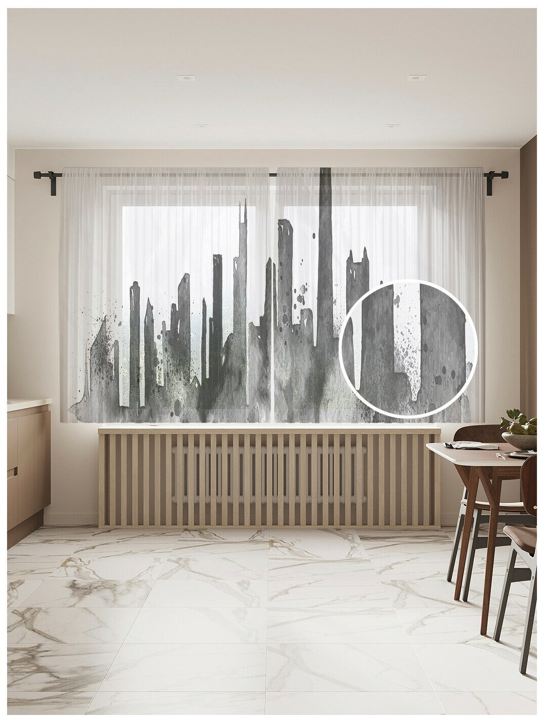 Тюль фототюль короткий 