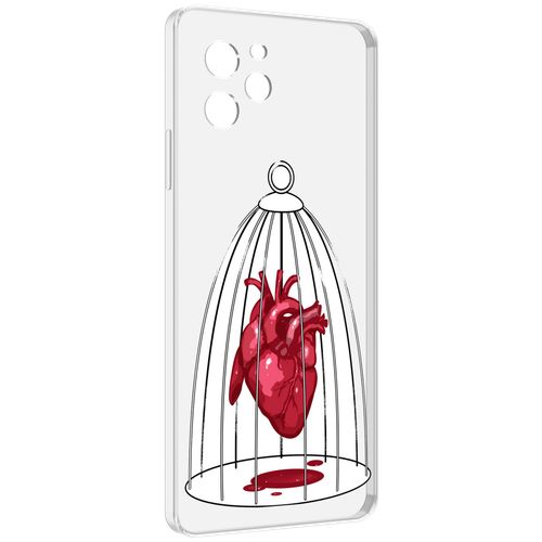 Чехол MyPads сердце в клетке для Huawei Nova Y61 / Huawei Enjoy 50z задняя-панель-накладка-бампер