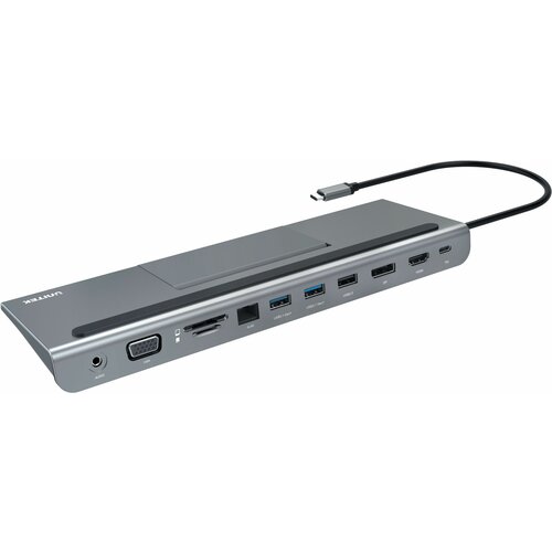 Подставка USB-концентратор (хаб) Unitek 11 в 1 (VGA, HDMI, RJ45, 2x USB A 3.0, USB A 2.0, USB C PD) (D1022A)