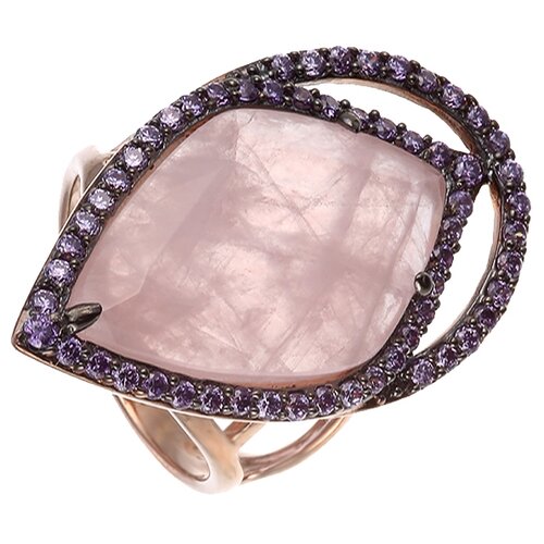 фото Кольцо из серебра 925 пробы с кварцем и кубическим цирконием er016092-x_ko_rq_pink element47