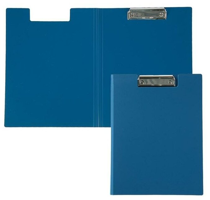 Папка-планшет с зажимом А4, 12 мм, , пластик, синяя (клипборд с крышкой)