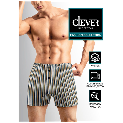 Трусы боксеры мужские CLEVER коричневые, размер 48
