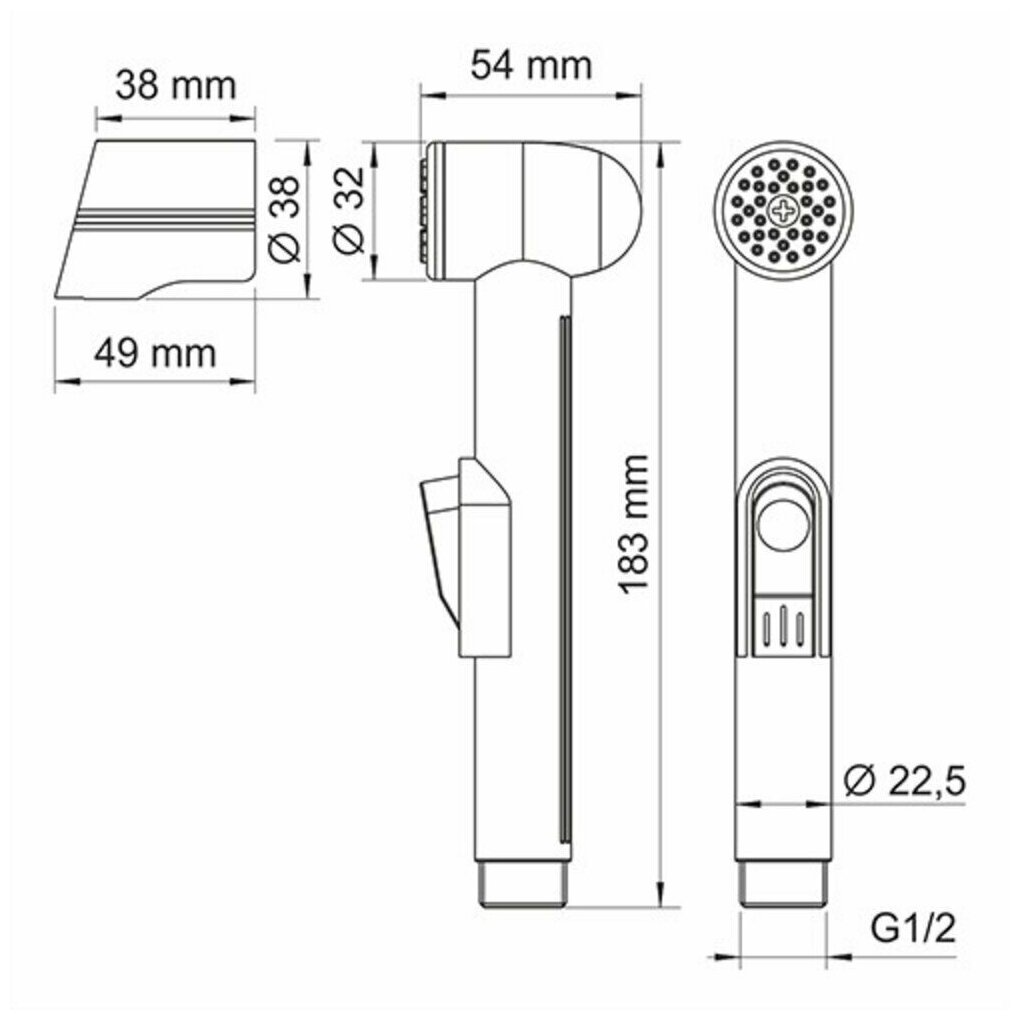 Гигиеническая лейка, черная, WasserKRAFT A081