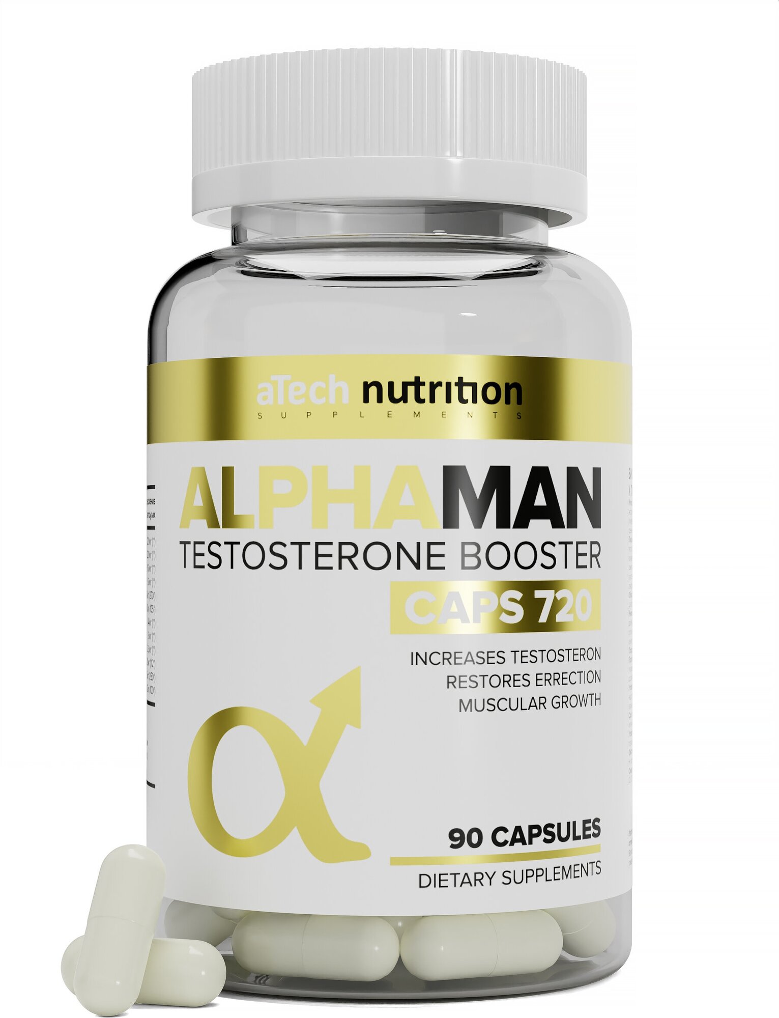 Средство для повышения тестостерона «ALPHAMAN» aTech nutrition 90 капсул