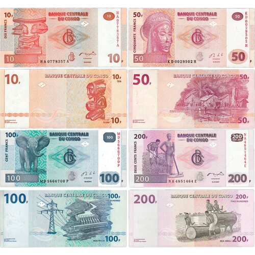 Комплект банкнот Конго, состояние UNC (без обращения), 2003-2013 г. в. банкнота номиналом 10000 франков 2012 года гвинея