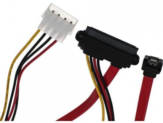 Переходник Vcom molex+SATA/SATA, 15pin+7pin, (длина инт - 45см, питание - 15см) (VHC7702)