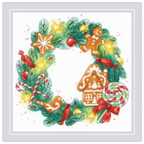 фото Набор для вышивания крестом риолис «пряничный венок» (1910)