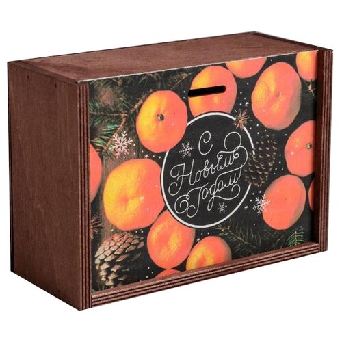 фото Дарите счастье ящик деревянный мандарины, 20 × 14 × 8 см коричневый