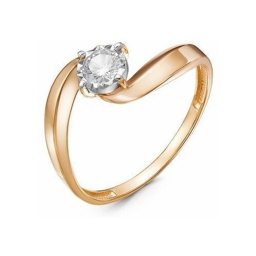 золотое кольцо с танцующим фианитом Кольцо Del'ta, золото, 585 проба, размер 17.5