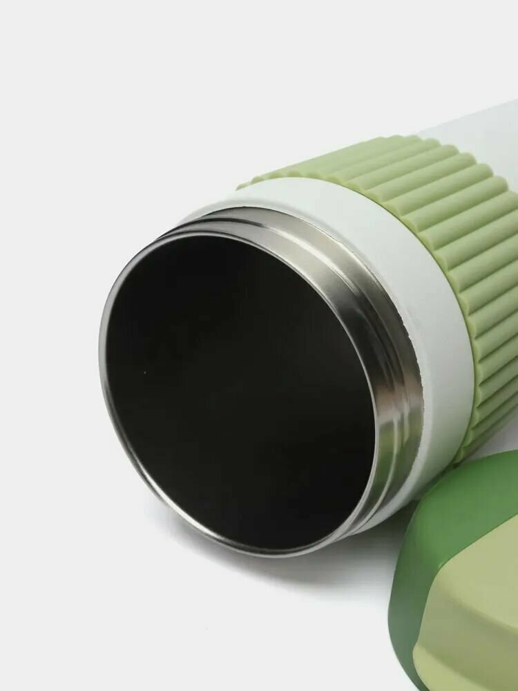 Термокружка-непроливайка KissKissFish Rainbow Vacuum Coffee Tumbler, green/white - фотография № 6