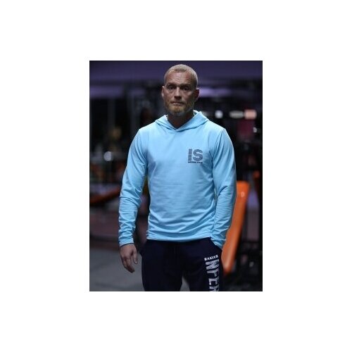 фото Лонгслив с капюшоном "is" бирюзовый inferno style