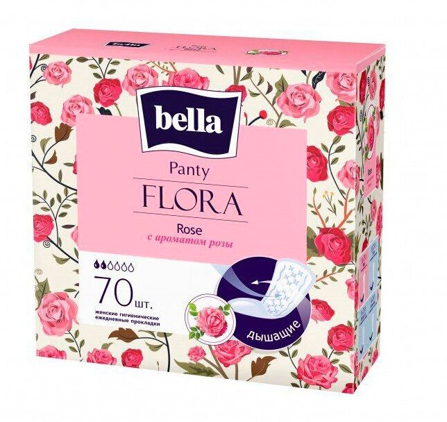 Ежедневные прокладки Bella Flora Rose 2 капель 70 шт