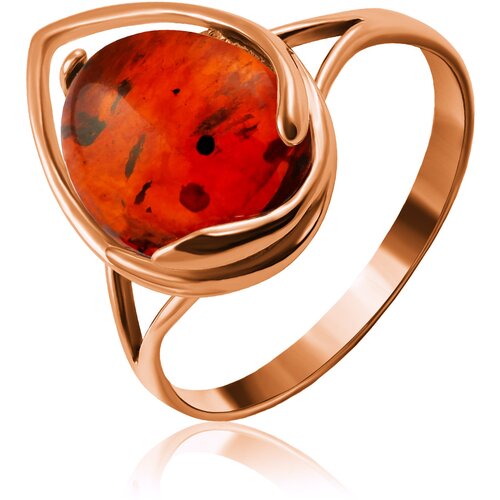 фото Кольцо diamant online, золото, 585 проба, янтарь, размер 17, оранжевый