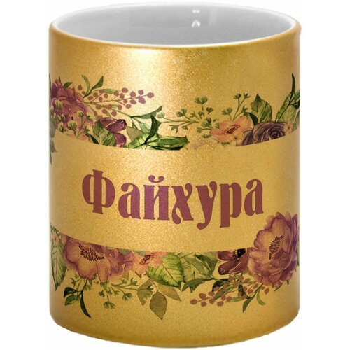 Кружка TheSuvenir именная Файхура. Цветочная рамочка
