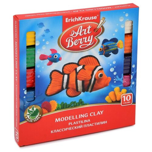 Пластилин ArtBerry классический с Алоэ Вера со стеком 180г 10цветов