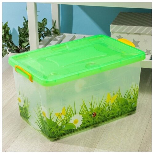 Росспласт Контейнер для хранения с крышкой Hide box Трава 50 л 603831 см на колёсиках микс 2700₽