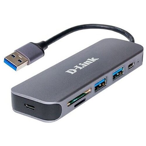 Разветвитель USB 3.0 D-link DUB-1325 2 порта, серый d link dub 1325 a2a 2 port usb 3 0 usb type c port sd and microsd card slots hub 2 downstream usb type a female ports 1 downstream usb type c f