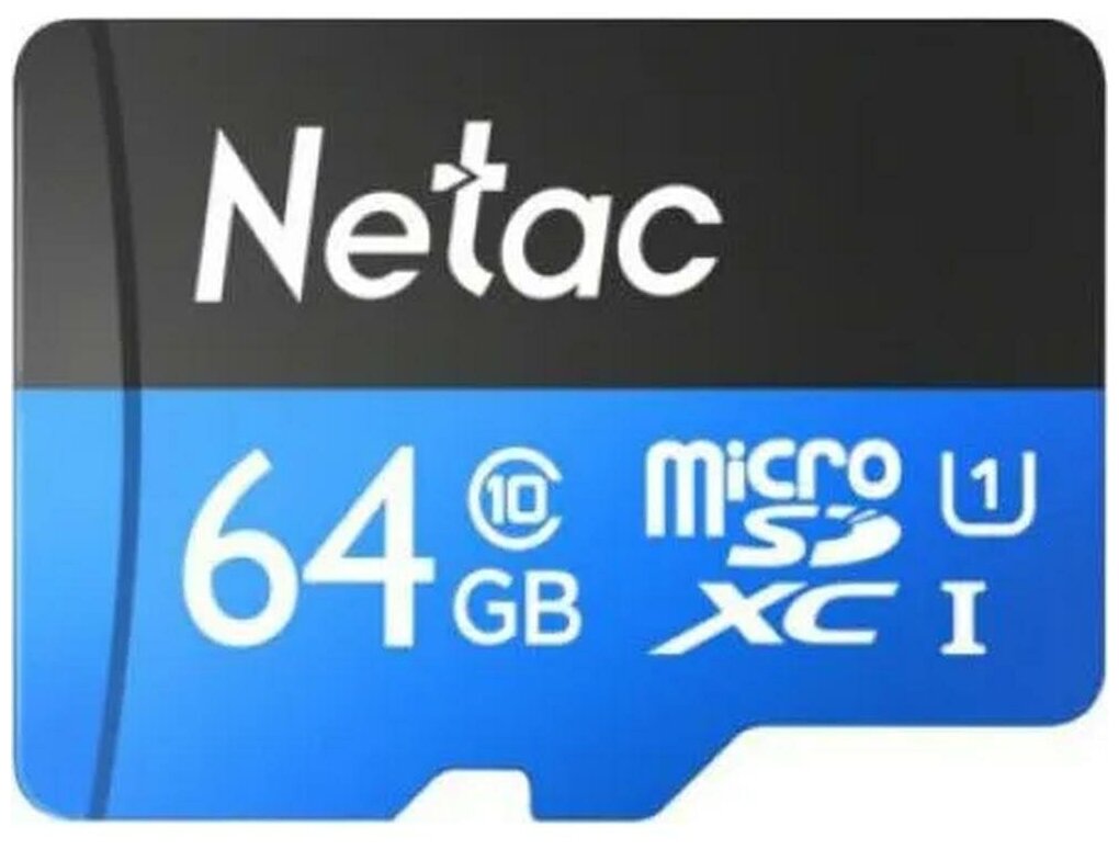Карта памяти Micro SecureDigital 64Gb Netac SDXC class 10 (NT02P500STN-064G-R) + SD adapter