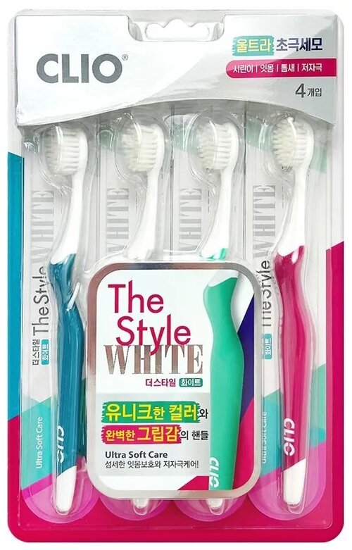 Набор из 4-х зубных щеток CLIO The Style White Ultra Soft Care Toothbrush (4 шт)