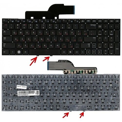 Клавиатура для ноутбука Samsung NP350E7C черная, без рамки