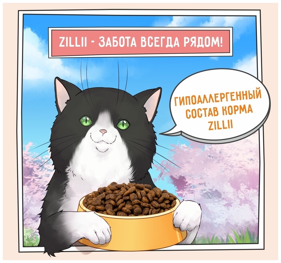 Корм сухой для кошек с избыточным весом и стерилизованных 10 кг, гипоаллергенный ZILLII (Зилли) Light/Sterilized Cat, Индейка с Уткой - фотография № 11