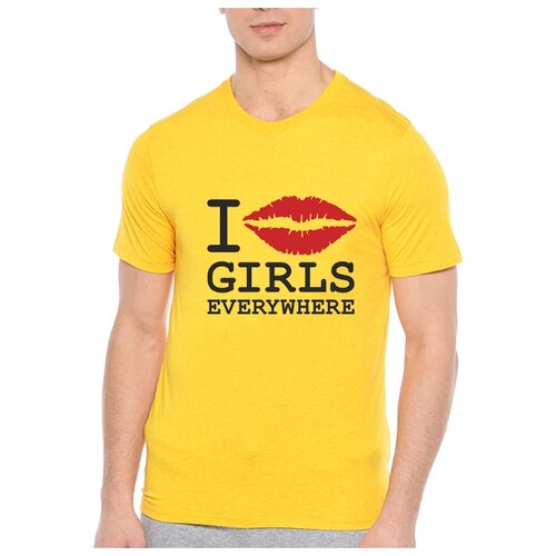 фото Футболка i love girls wverywhere. цвет: желтый. размер: xl drabs