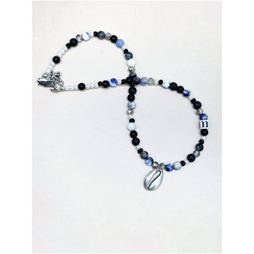 Чокер ENJOY Aquarius ожерелье на шею, колье, агат, обсидиан, вулканическая лава
