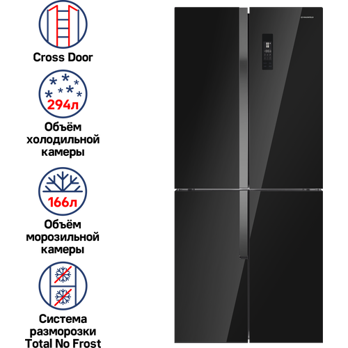 Холодильник MAUNFELD MFF182NFBE, черный холодильник maunfeld mff200nfse