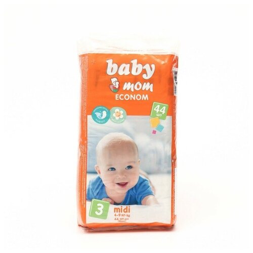 Подгузники для детей «Baby Mom» Econom 3, (4-9 кг), 44 шт