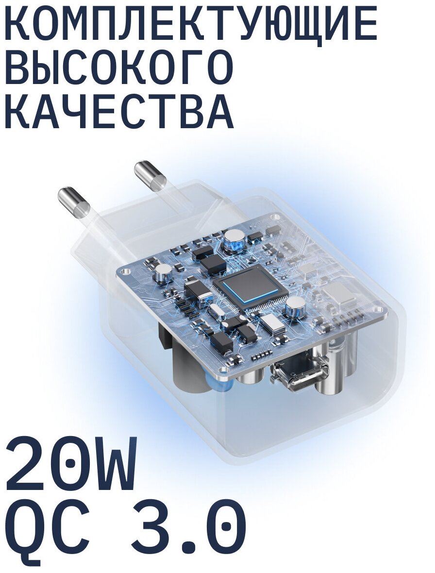 Сетевое зарядное устройство Rocket Space Combo RWCC504WH20CL-C, 20 Вт, USB-C + кабель Lightning, белый