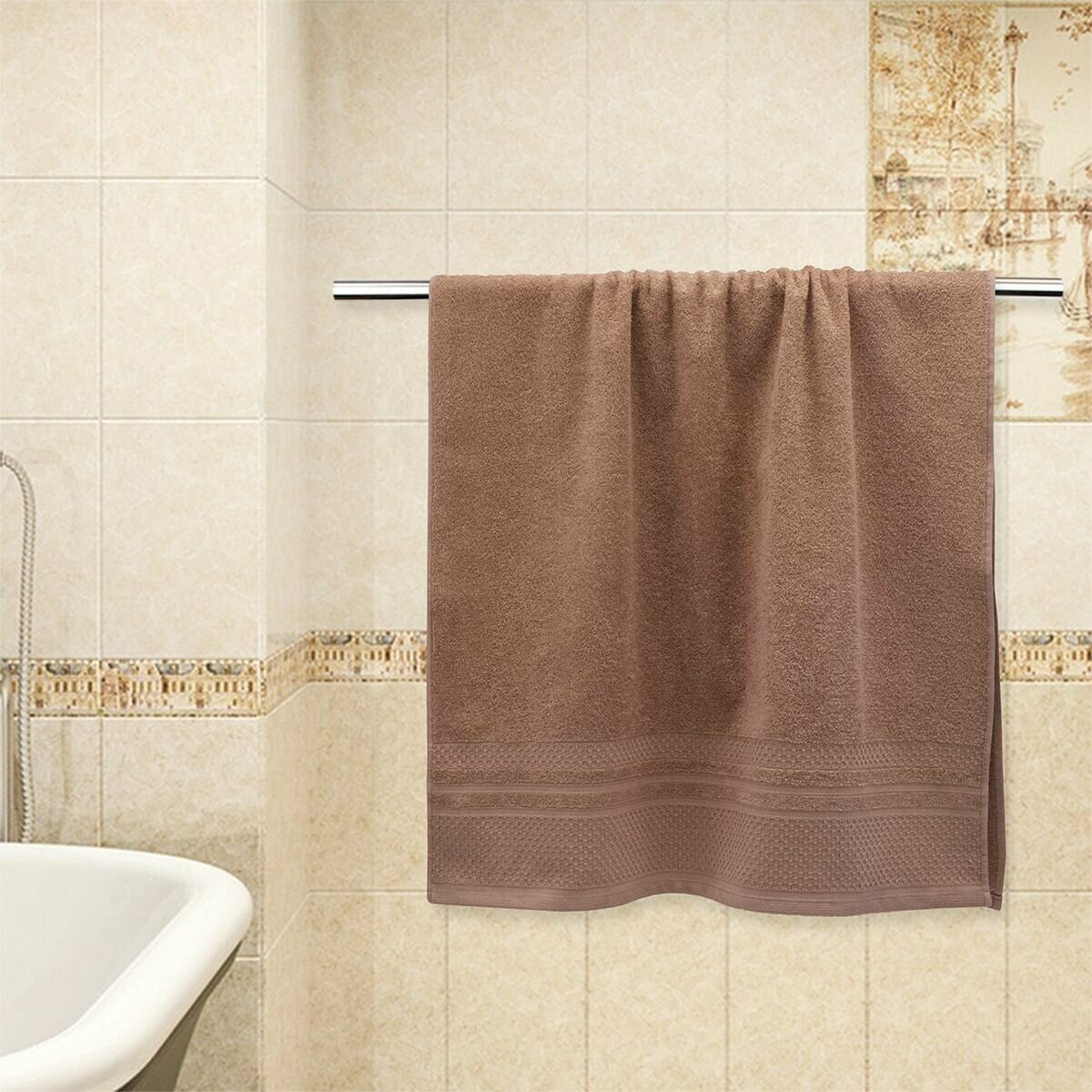Махровое полотенце для рук и лица 50*80 см / полотенце для ванной Пабло 1 шт /бежевый/ 100% хлопок / плотность 400 гр