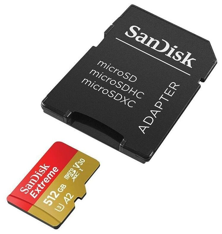 Карта памяти microSDXC SanDisk Extreme 512Gb, UHS-I A2, 1шт. (SDSQXA1-512G-GN6MA)