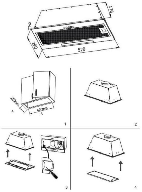 Полновстраиваемая вытяжка EVELUX INTEGRAL 60 W - фотография № 2