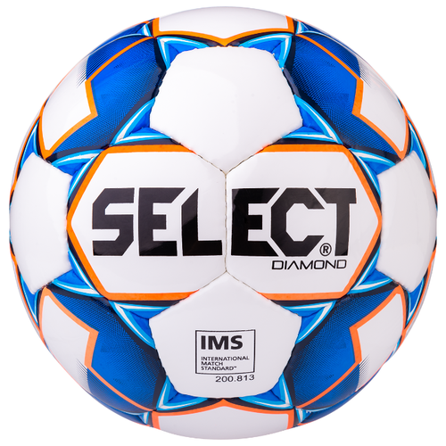 фото Мяч футбольный select diamond ims 810015, №4 белый/синий/оранжевый (4)
