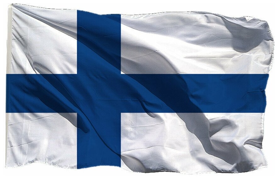 Флаг Финляндии на шёлке, 90х135 см - для ручного древка