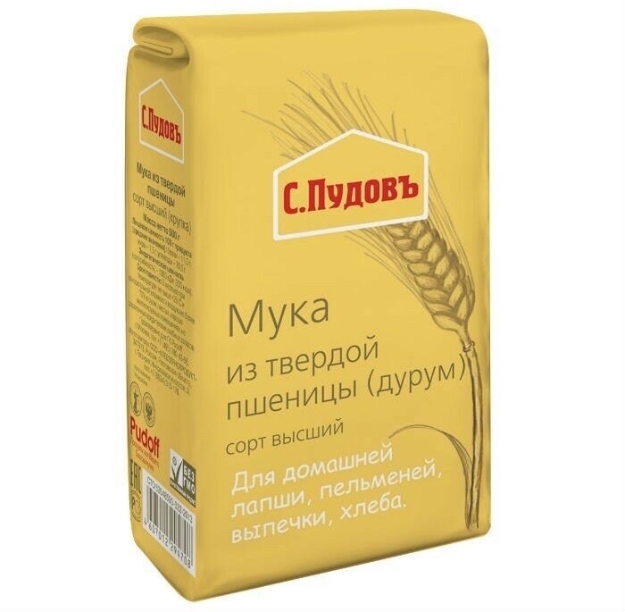 Мука из твердой пшеницы сорт высший (крупка) С. Пудовъ 500 гр.