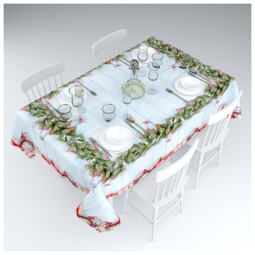фото Скатерть рождественские рассказы цвет: голубой (145х220 см) сирень