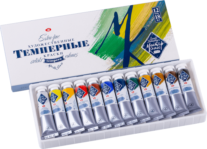 Мастер Класс Темперные краски художественные, 16412095, 18 мл, 12 цв.