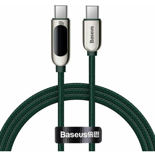 Кабель Baseus Display Fast Charging Data Cable Type-C to Type-C 100W 1m Green (CATSK-B06) аксессуар baseus display fast charging data cable type c type c 100w 1m white catsk b06